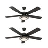 Warmiplanet 52" Ceiling Fan with Lights Remote Control, Black,DC Motor,5 Blades,2 Pack - 2 of 4