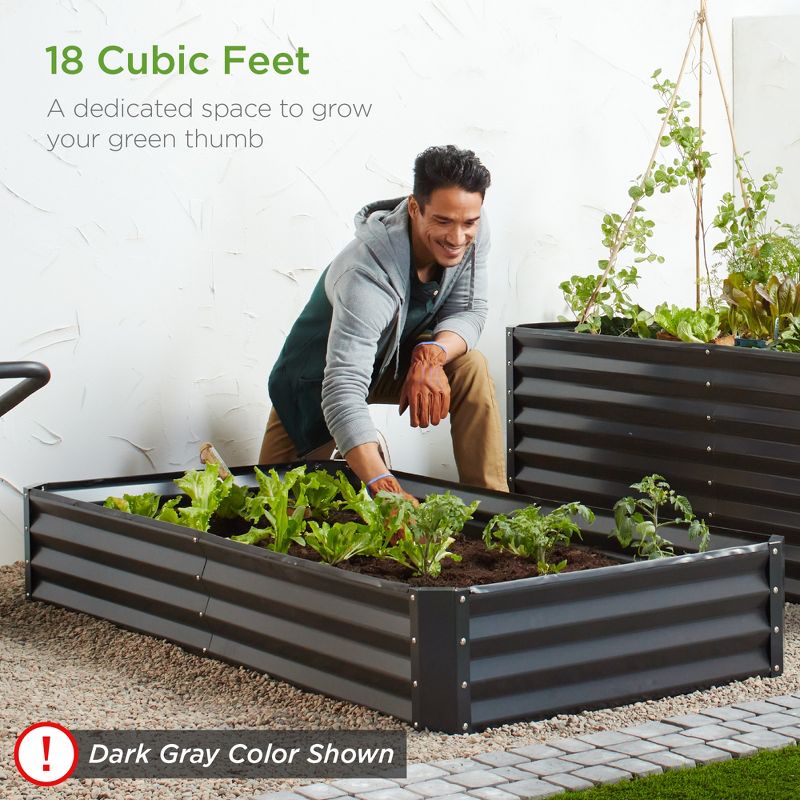 Best Choice Products 6x3x1ft Outdoor Metal Raised Garden Bed for Vegetables, Flowers, Herbs, Plants, 5 of 8
