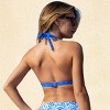 Women's Elegant Blue Floral Print Halter Bikini Top - Cupshe - 3 of 4