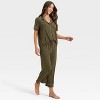 Women's Cloud Knit Short Sleeve Notch Collar Top and Cropped Pants Pajama Set - Auden™ - 3 of 4