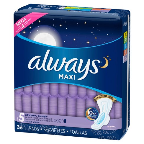 Always Maxi Extra Heavy Overnight Pads - Size 5 - 36ct : Target