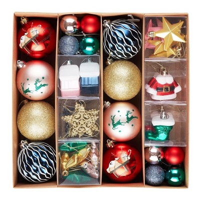60pc Premium Christmas Ornament Eclectic Bundle Set, Glitter Filled Baubles, Homes, Star Charms| OrnamentallyYou