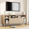 Natural Oak Fluted TV Stand,Modern Entertainment Center with Storage and Sliding Doors, Wood Media Console Cabinet Furniture TV Console Table - 3 of 4