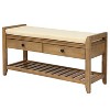 Shoe Rack Bench for Entryway, Wooden Shoe Bench with Cushion Seating and 2 Storage Drawers - 4 of 4