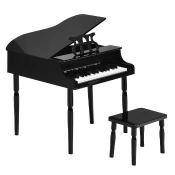 Costway 30-Key Classic Baby Grand Piano Toddler Toy Wood w/ Bench & Music Rack PinkBlack