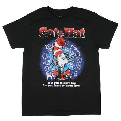 Seven Times Six Dr. Seuss Men's Cat in the Hat Fun to Have Fun Adult Short Sleeve T-Shirt Black - image 1 of 3