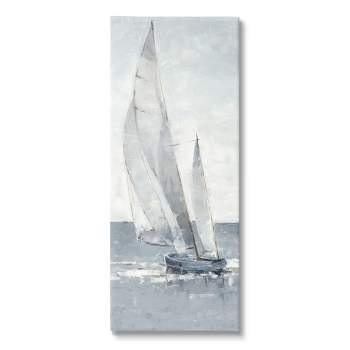 Stupell Industries Grey Sailboat Nautical Abstraction Canvas Wall Art