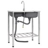 vidaXL Camping Sink Double Basins with Tap Stainless Steel - 4 of 4