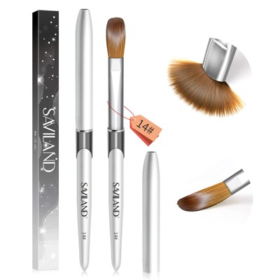 Saviland Kolinsky #14 Sculpt Brush: Wave-Oval Crimped Head w/ Cruciform Silver Handle - Artist's Acrylic Powder Essential.