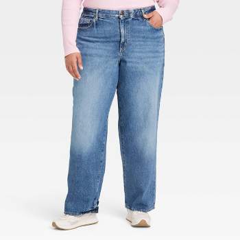 Women's High-rise Straight Leg Jeans - Ava & Viv™ Dark Blue 17 : Target