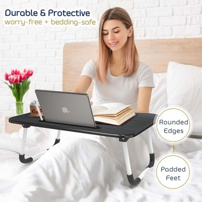 Nestl Large Black Foldable Laptop Desk with Cup Holder
