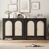 Rattan Buffet Cabinet with 2 Doors, Sideboard with Synthetic Rattan-Accent Doors and Adjustable Shelves, for Living Room/Dining Room/Hallway - 4 of 4