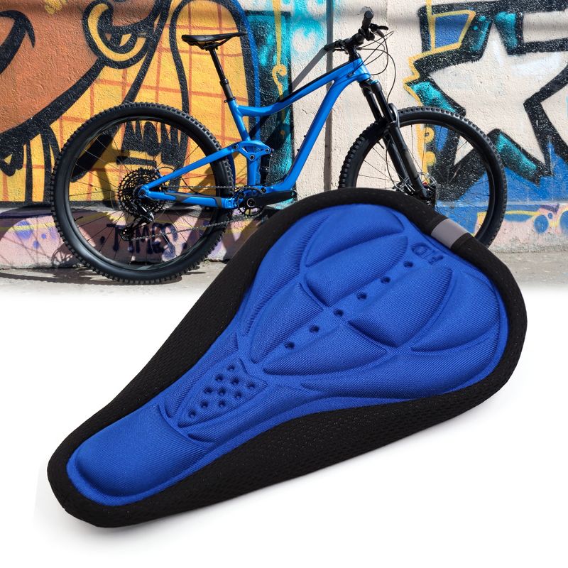 Unique Bargains Bike Bicycle Soft Comfort Silicone Padded Saddle Seat Cover Cushion Pad Blue, 2 of 6