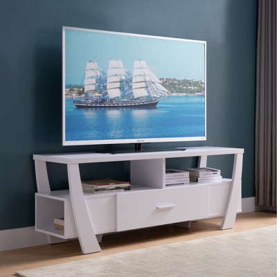 60" Wood Contemporary TV Stand with Four Shelves and One Drawer for Living Room and Bedroom