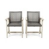 Modern Patio Arm Chair Set Of 2,High-quality Patio Chair With Acacia Wood Frame,Rope Weave Design,Patio Chairs -Maison Boucle - 3 of 4