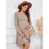 Coolmee Maternity Sweater Dress Ribbed Knit V Neck Long Sleeve Fall Midi Dress Baby Shower Photoshoot - 4 of 4