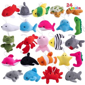 24 Pcs Mini Sea Animal Plush Toys, 3” Stuffed Bulk for Kids Birthday Party Favors, Basket Stuff, Pinata Fillers, Goodie Bag Fillers, School Prizes - 1 of 4