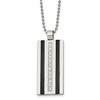 Chisel Stainless Steel Polished Black IP-plated with Cubic Zirconia Pendant on a 20" Ball Chain Necklace - 2 of 4