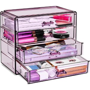 Sorbus Purple Makeup Organizer - 4 Drawer Acrylic Makeup Organizer and Storage for Cosmetics, Jewelry, and more - 1 of 4