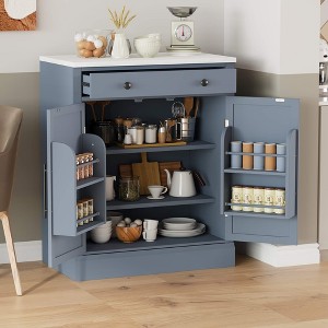ORRD Modern Freestanding Kitchen Pantry, Buffet Storage, Coffee Bar Cabinet with Drawer, 2 Adjustable Shelves, 2 Door Shelves, Gray - 1 of 4