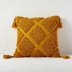 Diamond Loop Textured Square Throw Pillow Gold - Opalhouse™ designed with Jungalow™