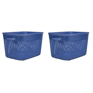 Life Story Lightweight Heavy Duty Storage Woven Trendy Basket 16 Quarts with Built-In Handles for Home Storage and Organization, 2 Pack, Blue - 1 of 4