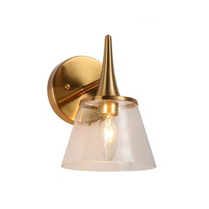 LNC 6-in W 1-Lights Polished Gold with Bell Modern/Contemporary  Wall Lights,Clear/White Shades - 1 of 4