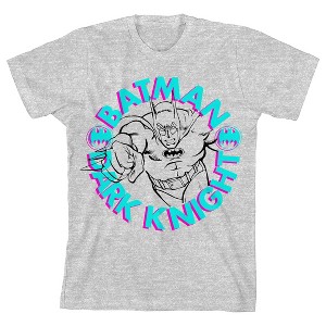 Batman Dark knight Line Art Boy's Heather Grey T-shirt - 1 of 2