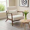 Garvee Upholstered Armchair With Scooped Arms, Mid Century Modern Fabric Accent Chair For Bedroom Studio Waiting Room Living Room, White-Brown - 2 of 4