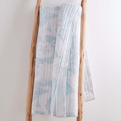 Pale Blue and White Cotton Reversible Quilted Throw 50x60in