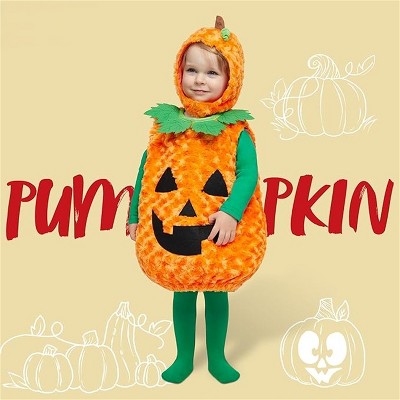 Joyfy Halloween Baby Boys Girls Pumpkin Costume, Furry Pumpkin Costume Hood Outfit for Infant Halloween Dress Up Pumpkin Party