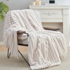 Amelie Home Soft Faux Fur Throw Blanket, Faux Rabbit Fur Striped Throw Blanket - 4 of 4