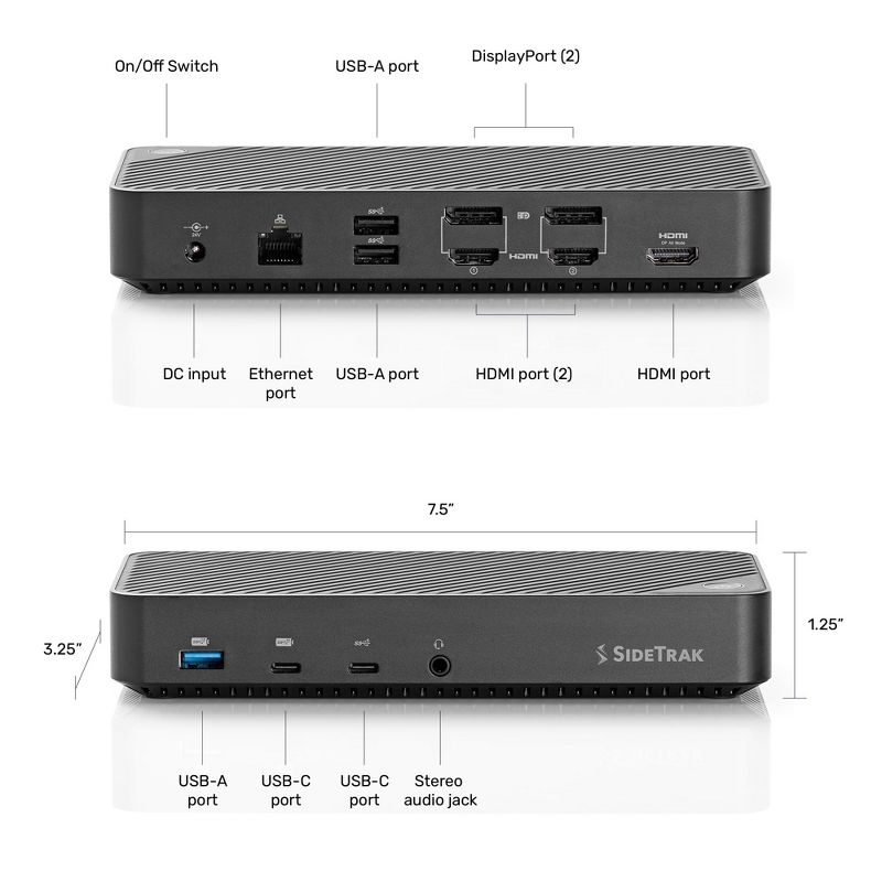 SideTrak 4K 13 Port Docking Station with USB-C and Triple Monitor Support, 4 of 8