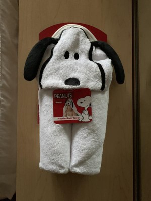 Lambs & Ivy Snoopy Baby/infant Cotton Hooded Bath Towel - White