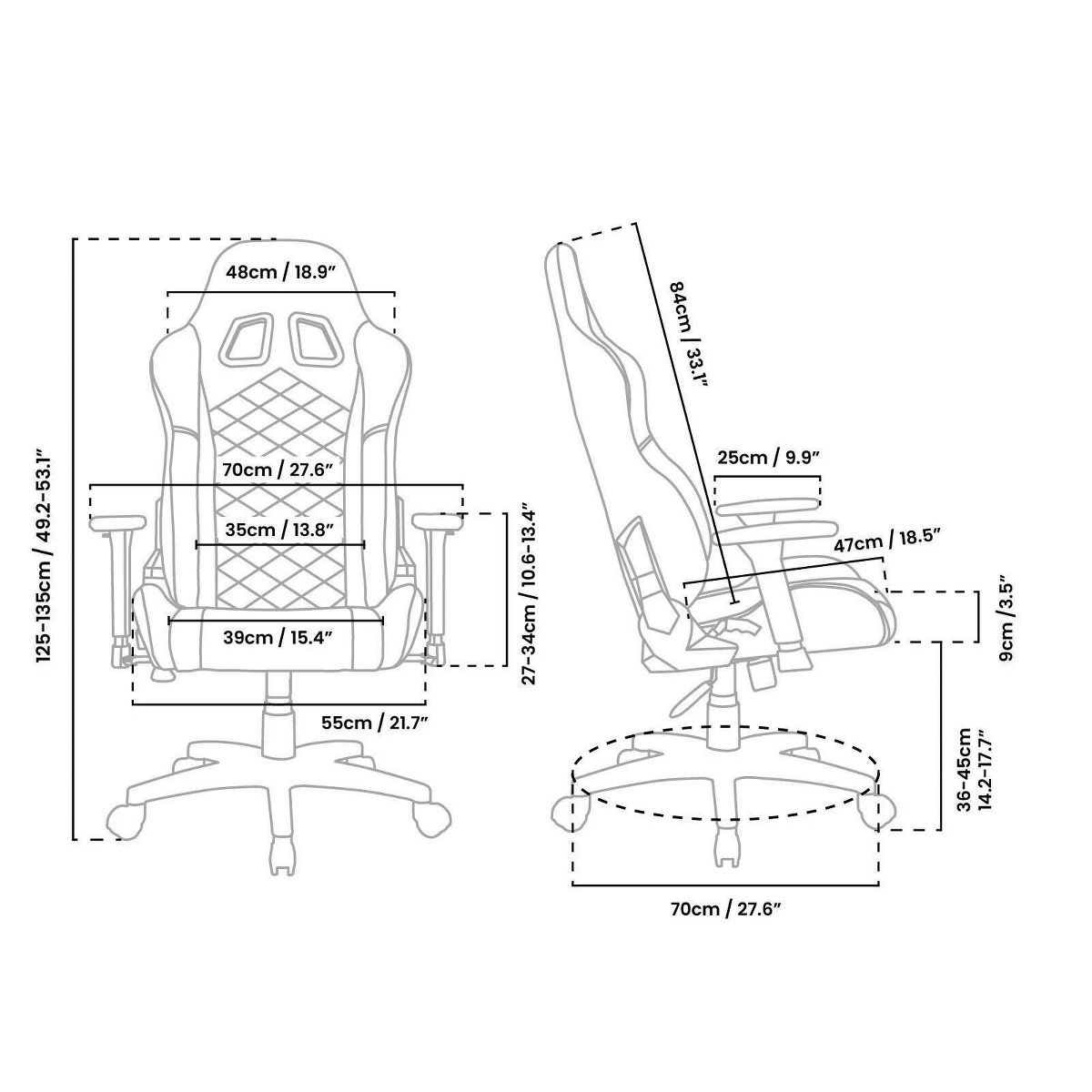 Arozzi Avanti Soft Fabric Durable Upholstery Ergonomic Office Gaming Chair with Soft Neck and Lumbar Support Pillows - thumbnail 5