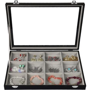30-Grid Earring Organizer Tray with Clear Lid and Anti-Tarnish Protection - 1 of 4