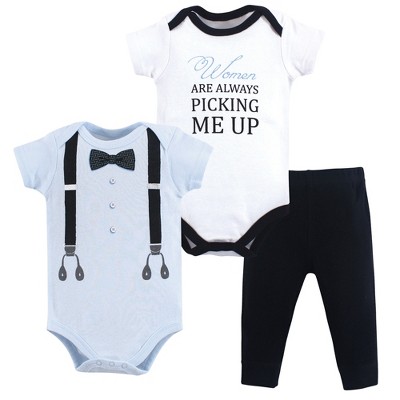 Little Treasure Baby Boy Cotton Bodysuit and Pant Set, Ladies Man, 9-12 Months