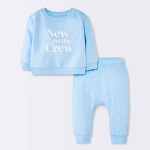 Baby Boys' 2pc New to the Crew Fleece Sweatshirt and Jogger Pants Set - Cloud Island™ Blue - 1 of 4