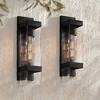 John Timberland Solum 17" High Modern Outdoor Wall Light Fixture Mount Porch House Set of 2 Weatherproof Textured Black Metal Clear Glass Shade - 2 of 4