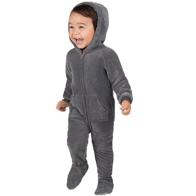 Footed Pajamas - Howling Moon Infant Hoodie Chenille Onesie, 2 of 4