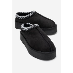 Avelia - Black Suede Genuine Leather Thick-Soled Winter Slipper (Women) | Forever & Always Shoes - 1 of 4