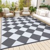 Outdoor Modern Woven Plastic Straw Rug Checkerboard Reversible Lightweight Portable Picnic Mat Large Area Rugs for Camping Garden Backyard - 3 of 4