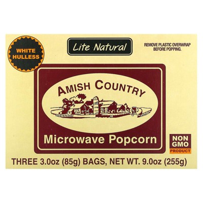 Amish Country Popcorn, Microwave Popcorn, Lite Natural, 3 Bags, 3 oz