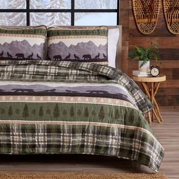 Great Bay Home Rustic Lodge Patchwork Reversible Quilt Set With Shams