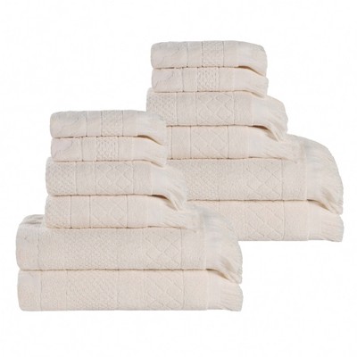 Cotton Geometric Jacquard Plush Soft Absorbent 3 Piece Bath Towel Set By  Blue Nile Mills : Target