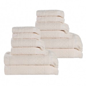 Cotton Geometric Jacquard Plush Soft Absorbent Bath Towel Set by Blue Nile Mills - 1 of 4