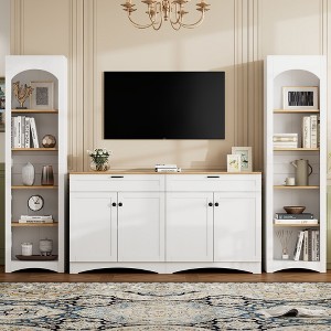 Okak 33"H Versatile Sideboard with Adjustable Shelves & 2 Drawers, Wood Grain Buffet Cabinet TV Stand for Living Room/Kitchen - 1 of 4