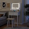 ELECWISH 24" White Makeup Vanity Desk Set with LED Mirror & Stool - Adjustable Lighting, 2 Drawers, USB Charging Station, Clear Desktop - 2 of 4