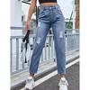 Women's High Waist Ripped Jeans Straight Leg Ankle Length Button Fasten Denim Trousers With Side Pocket - 3 of 4