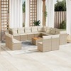 vidaXL Patio Sofa Set with Cushions Outdoor Furniture 14 Piece Poly Rattan - Beige and Cream - 2 of 4
